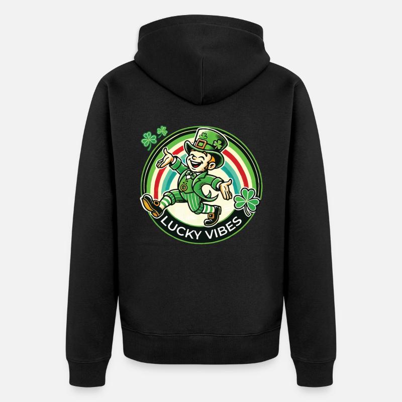 Joyeuses vibrations de la Saint-Patrick - Veste à capuche bio Premium Unisexe - noir