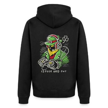 St. Patrick's Day Gamer clover and out - Unisex Premium Organic Zip Hoodie - black - Back - Nico (187cm)