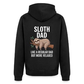 Faultier Spruch Faultiere Lustig Faultier Geschenk - Unisex Premium Bio Zip Hoodie - Schwarz - Hinten - Nico (187cm)