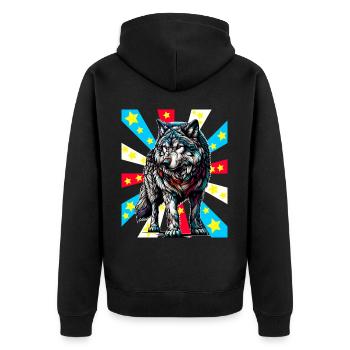 Tattoo Wolf Wolves - Unisex Premium Organic Zip Hoodie - black - Back - Nico (187cm)