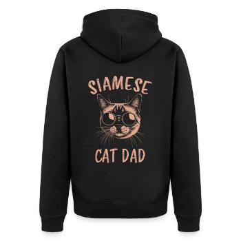 Siamkatze Spruch Siamkatze Papa Siamkatze Geschenk - Unisex Premium Bio Zip Hoodie - Schwarz - Hinten - Nico (187cm)
