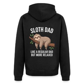 Faultier Spruch Faultiere Lustig Faultier Geschenk - Unisex Premium Bio Zip Hoodie - Schwarz - Hinten - Nico (187cm)