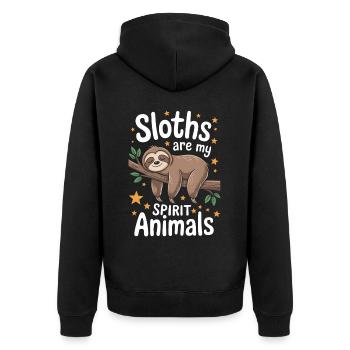 Faultier Spruch Faultiere Lustig Faultier Geschenk - Unisex Premium Bio Zip Hoodie - Schwarz - Hinten - Nico (187cm)