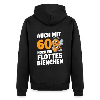 60. Geburtstag 60 Jahre Flottes Bienchen Frau - Unisex Premium Bio Zip Hoodie - Schwarz - Hinten - Nico (187cm)