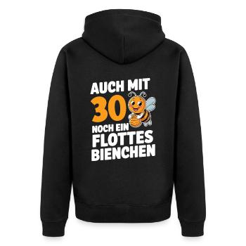 30. Geburtstag 30 Jahre Flottes Bienchen Frau - Unisex Premium Bio Zip Hoodie - Schwarz - Hinten - Nico (187cm)