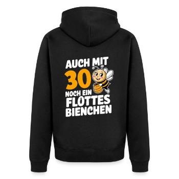 30. Geburtstag 30 Jahre Flottes Bienchen Frau - Unisex Premium Bio Zip Hoodie - Schwarz - Hinten - Nico (187cm)