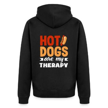Amateur de hot-dogs Ma thérapie - Veste à capuche bio Premium Unisexe - noir - Dos - Nico (187cm)
