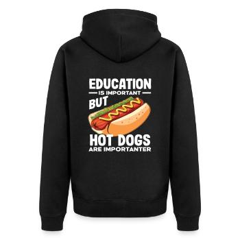 Hot Dog Lovers Education Is Important - Unisex Premium Organic Zip Hoodie - black - Back - Nico (187cm)