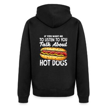 Conversations d’amateurs de hot-dogs Hot-dogs - Veste à capuche bio Premium Unisexe - noir - Dos - Nico (187cm)