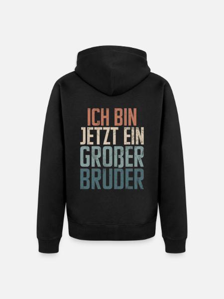 Storebror Baby Elsker Ældre Søskende - Premium økologisk unisex-hættejakke - sort
