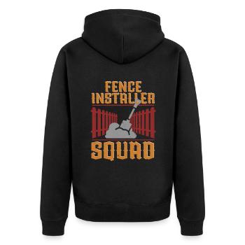 Zaunbauer Zaunmonteur Fence Installer Squad - Unisex Premium Bio Zip Hoodie - Schwarz - Hinten - Nico (187cm)
