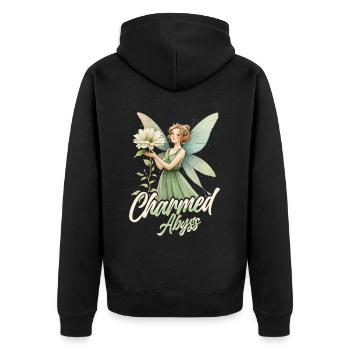 Fairycore Fee Gotisch Charmed Abyss - Unisex Premium Bio Zip Hoodie - Schwarz - Hinten - Nico (187cm)