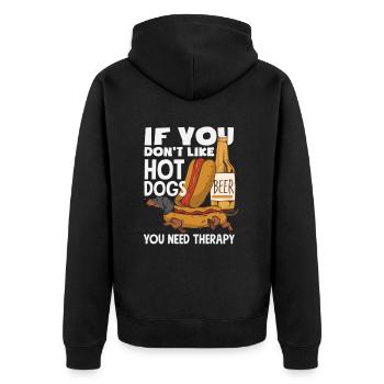 Hot Dog Lover Therapy Humor - Unisex Premium Organic Zip Hoodie - black - Back - Nico (187cm)