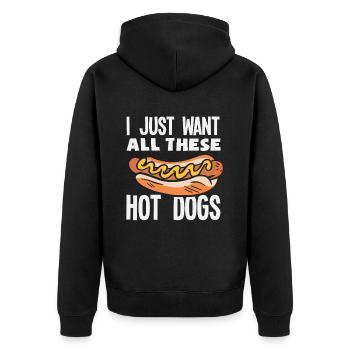 Je veux tous ces hot-dogs pour les amateurs de hot-dogs - Veste à capuche bio Premium Unisexe - noir - Dos - Nico (187cm)