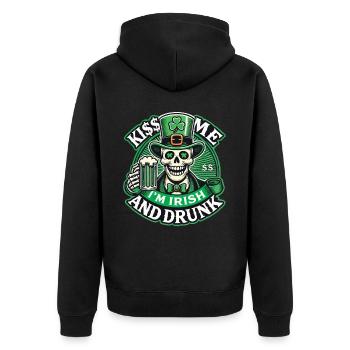 Saint-Patrick Embrasse-moi Je suis Irlandais - Veste à capuche bio Premium Unisexe - noir - Dos - Nico (187cm)