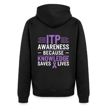 ITP Awareness Immune Thrombocytopenia Platelets - Unisex Premium Organic Zip Hoodie - black - Back - Nico (187cm)