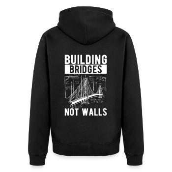 Bridge Engineer Bridge Construction - Unisex Premium Organic Zip Hoodie - black - Back - Nico (187cm)