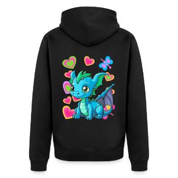 Baby Drache Drachen Kind Kinder - Unisex Premium Bio Zip Hoodie - Schwarz - Hinten - Nico (187cm)