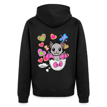 Bat Eggshell Birth Egg Children Child - Unisex Premium Organic Zip Hoodie - black - Back - Nico (187cm)