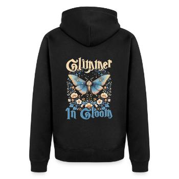 Fairycore Fee Gotisch - Unisex Premium Bio Zip Hoodie - Schwarz - Hinten - Nico (187cm)