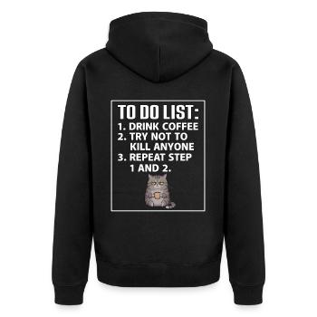Evil Cat to do list - Unisex Premium Organic Zip Hoodie - black - Back - Nico (187cm)