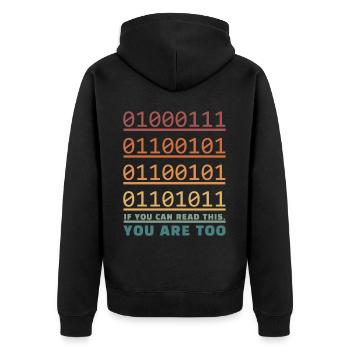 Wissenschaft Nerd Physik Student Witze Geek - Unisex Premium Bio Zip Hoodie - Schwarz - Hinten - Nico (187cm)