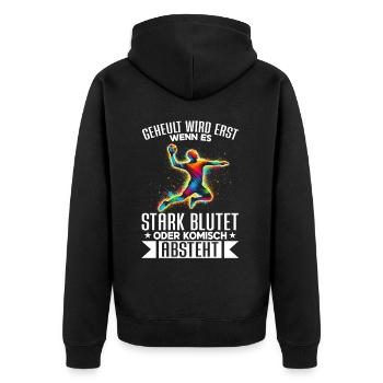 Handball Liebhaber Handball Sport Spieler - Unisex Premium Bio Zip Hoodie - Schwarz - Hinten - Nico (187cm)