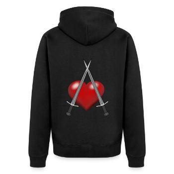 Sword Knight Heart Swordsman Fighter - Unisex Premium Organic Zip Hoodie - black - Back - Nico (187cm)