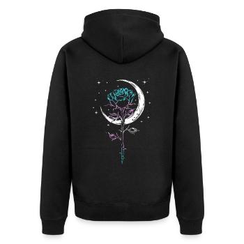 Mystical Rose Crescent Moon LGBTQ Transgender Flag - Unisex Premium Bio Zip Hoodie - Schwarz - Hinten - Nico (187cm)