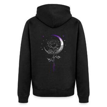 Mystical Rose Crescent Moon LGBTQ Asexual Flag Wic - Unisex Premium Bio Zip Hoodie - Schwarz - Hinten - Nico (187cm)