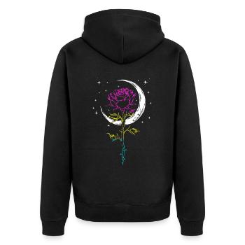 Mystical Rose Crescent Moon LGBTQ Pansexual Flag W - Unisex Premium Bio Zip Hoodie - Schwarz - Hinten - Nico (187cm)