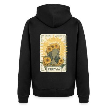 Freyja Norse Viking Goddess Sunflower Tarot Card - Unisex Premium Bio Zip Hoodie - Schwarz - Hinten - Nico (187cm)