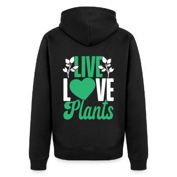 Amateur de plantes jardinier fille vivre - Veste à capuche bio Premium Unisexe - noir - Dos - Nico (187cm)