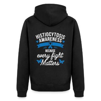 Histiozytose Bewusstsein Blutkrankheit Blaues Band - Unisex Premium Bio Zip Hoodie - Schwarz - Hinten - Nico (187cm)