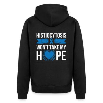 Histiozytose Bewusstsein Blutkrankheit Blaues Band - Unisex Premium Bio Zip Hoodie - Schwarz - Hinten - Nico (187cm)
