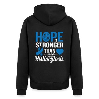 Histiozytose Bewusstsein Blutkrankheit Blaues Band - Unisex Premium Bio Zip Hoodie - Schwarz - Hinten - Nico (187cm)
