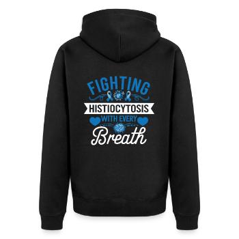 Histiozytose Bewusstsein Blutkrankheit Blaues Band - Unisex Premium Bio Zip Hoodie - Schwarz - Hinten - Nico (187cm)