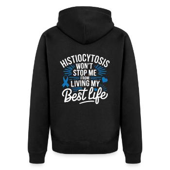 Histiozytose Bewusstsein Blutkrankheit Blaues Band - Unisex Premium Bio Zip Hoodie - Schwarz - Hinten - Nico (187cm)