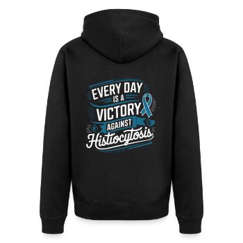 Histiozytose Bewusstsein Blutkrankheit Blaues Band - Unisex Premium Bio Zip Hoodie - Schwarz - Hinten - Nico (187cm)