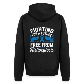 Histiozytose Bewusstsein Blutkrankheit Blaues Band - Unisex Premium Bio Zip Hoodie - Schwarz - Hinten - Nico (187cm)