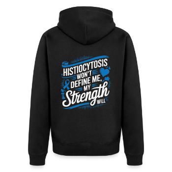 Histiozytose Bewusstsein Blutkrankheit Blaues Band - Unisex Premium Bio Zip Hoodie - Schwarz - Hinten - Nico (187cm)