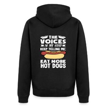 Les voix mangent plus de hot-dogs pour les hot-dogs - Veste à capuche bio Premium Unisexe - noir - Dos - Nico (187cm)
