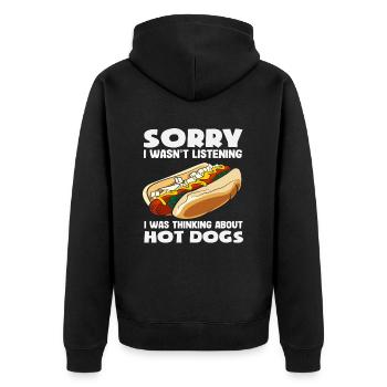 Les amateurs de hot-dogs pensent aux hot-dogs - Veste à capuche bio Premium Unisexe - noir - Dos - Nico (187cm)