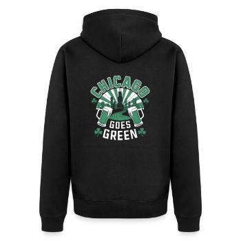 Chicago Goes Green - Unisex Premium Bio Zip Hoodie - Schwarz - Hinten - Nico (187cm)