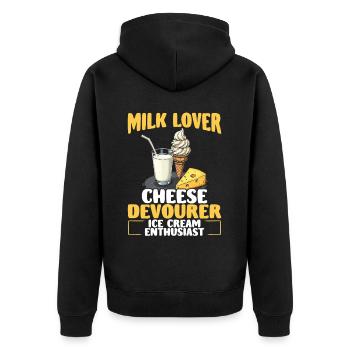 Lactose tolerant Milk lovers Cheese lovers - Unisex Premium Organic Zip Hoodie - black - Back - Nico (187cm)