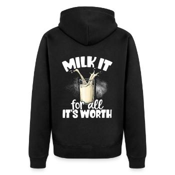 Lactose tolerant Milk lovers Cheese lovers - Unisex Premium Organic Zip Hoodie - black - Back - Nico (187cm)