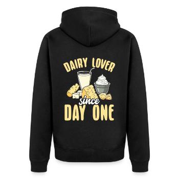 Lactose tolerant Milk lovers Cheese lovers - Unisex Premium Organic Zip Hoodie - black - Back - Nico (187cm)