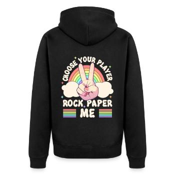 Rock Paper LGBTQ Humour Groovy Gay Pride - Veste à capuche bio Premium Unisexe - noir - Dos - Nico (187cm)