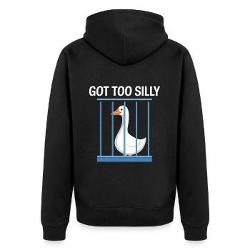 Funny goose in a cage - Unisex Premium Organic Zip Hoodie - black - Back - Nico (187cm)