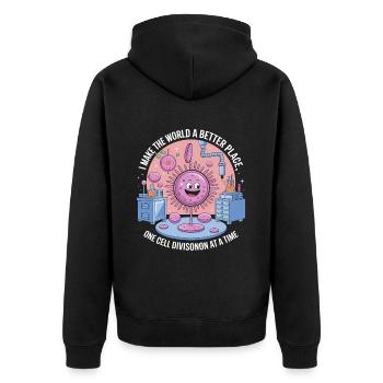 Cell Division Champion Cartoon - Unisex Premium Bio Zip Hoodie - Schwarz - Hinten - Nico (187cm)